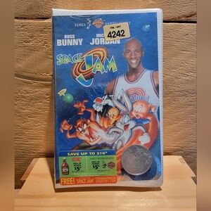 Factory Sealed 90s Space Jam Cassette VHS + Coin | Rare Jordan Collectible